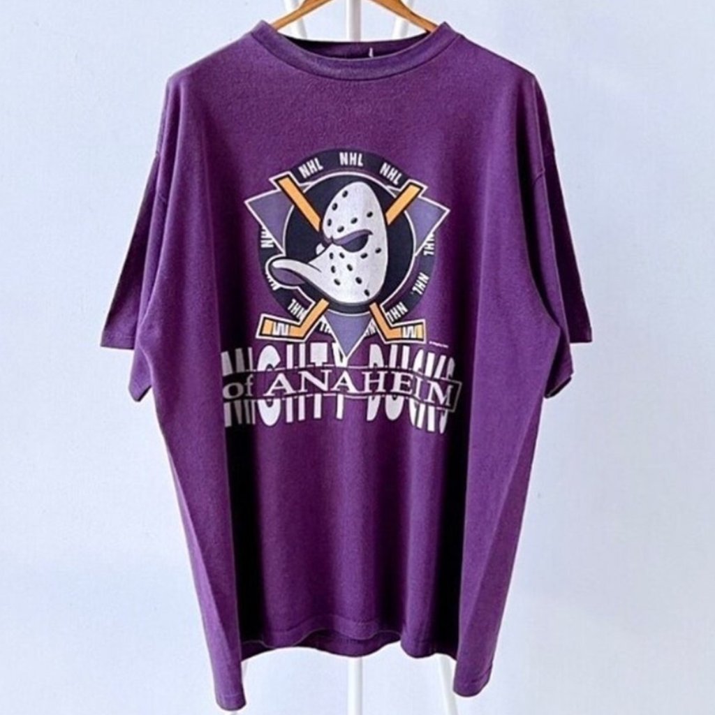 Vintage Mighty Ducks TShirt Mighty Ducks Sweatshirt Anaheim Mighty Purple J89